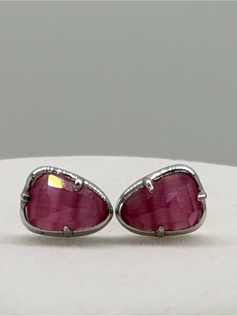 Kendra Scott Silver Hazel Pink Illusion stud Earrings